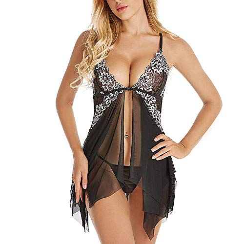 Pijamas Mujer Sexy,EUZeo Rebajas Lencería Sexy,Ropa Interior de Dormir Mujer Encaje Transparente Vestido Erotica Tops Lace Albornoz Lingerie Camisones Babydoll con Cordón