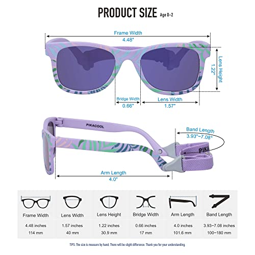 PIKACOOL Gafas de sol clásicas para bebés con correa, protección UV400, adecuadas para niños y niñas de 0 a 2 años., morado