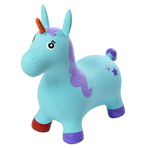 Pink Papaya Animales de Juguete Unicornio Bobby - Caballos para Niños Mayores de 3 Años hasta 50 kg - Animal Inflable para Niños sin BPA - Incluye Bomba de Aire