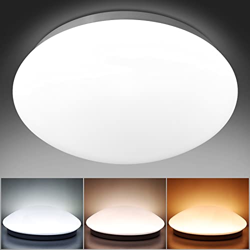 Plafón LED, 18W 1440LM Plafón redondo Ø26cm, Blanco cálido/blanco neutro/blanco frío, IP44 Para salón dormitorio cocina baño pasillo balcón