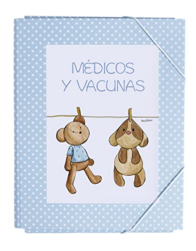 Portadocumentos Bebé para Cartilla de Vacunación y Cosas de Bebé | Carpeta Infantil Médicos y Vacunas | Celeste Topitos