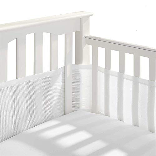 Protector De Cuna Para Bebé, Ventilaciones De Nido De Abeja, Lavable A Máquina, No Deformado (juego De Dos Piezas) (White,340/160 * 30cm)