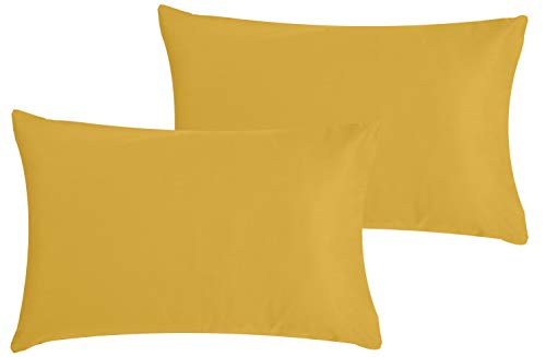 P'tit Basile - Juego de 2 Fundas de Almohada para Cama de niños, 40 x 60 cm, Tejido de algodón orgánico 100% orgánico y Oeko Tex®, Amarillo Mostaza