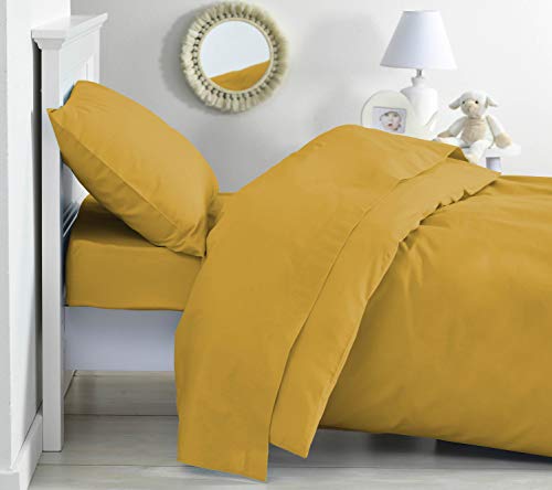 P'tit Basile - Juego de 2 Fundas de Almohada para Cama de niños, 40 x 60 cm, Tejido de algodón orgánico 100% orgánico y Oeko Tex®, Amarillo Mostaza