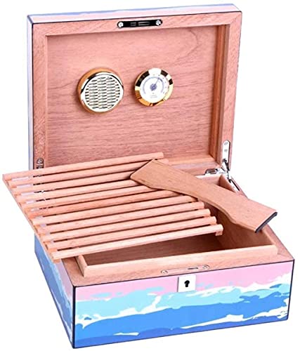 QHHALXZ YANGPIN - Caja hidratante creativa de madera de cedro con humidificador e higrómetro caja decorativa BMZDXJG-0