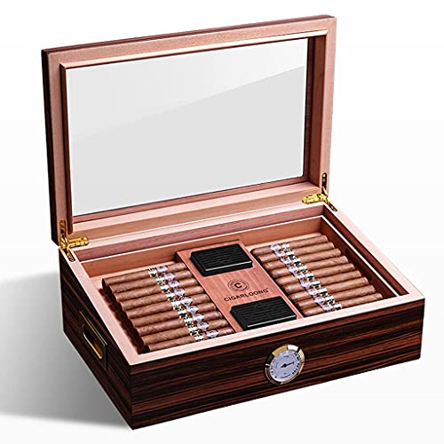 QHHALXZ YANGPING- Humidores sellados suave hidratante con higrómetro humidificador madera de cedro cigarro caja portátil BMZDXJH-1 (Color: marrón, tamaño: 4328.317cm)