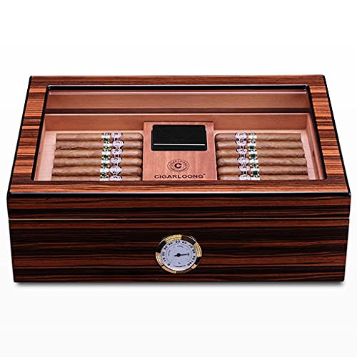 QHHALXZ YANGPING- Humidores sellados suave hidratante con higrómetro humidificador madera de cedro cigarro caja portátil BMZDXJH-1 (Color: marrón, tamaño: 4328.317cm)