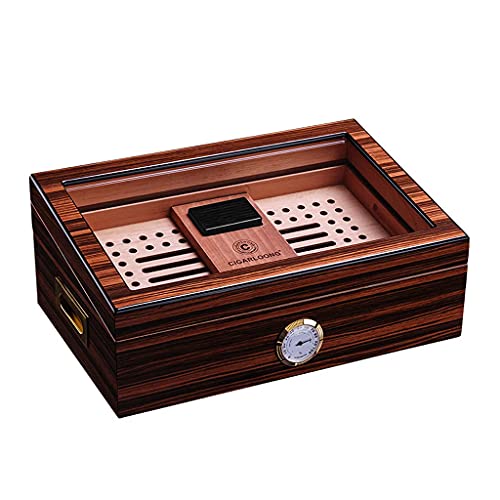 QHHALXZ YANGPING- Humidores sellados suave hidratante con higrómetro humidificador madera de cedro cigarro caja portátil BMZDXJH-1 (Color: marrón, tamaño: 4328.317cm)