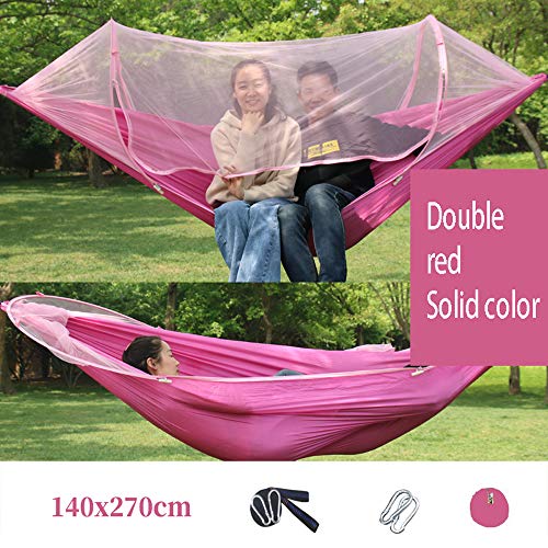 qlly Hamaca para Acampar al Aire Libre: Hamaca Doble con mosquitera,hamacas portátiles,Hamaca Ideal para Viajar,Hamaca para Acampar Grande con Red,Hamaca para Dormir con Red