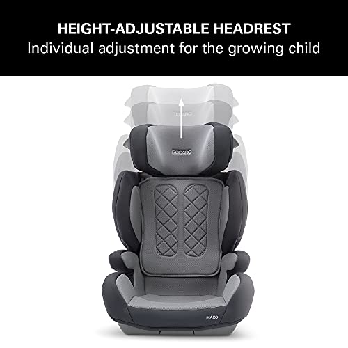 Recaro Kids Silla de coche Mako, (100-150cm), 3,5-12 años, Reposacabeza ajustable, i-Size, ASP (Proteccion lateral avanzada), conectores ISOFIX, Perfomance Black, Black