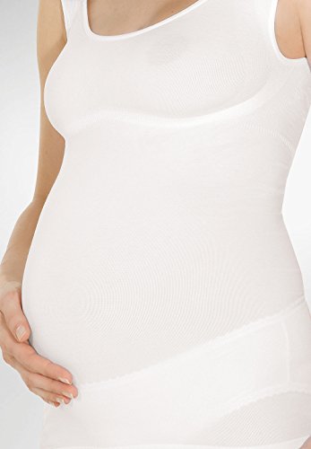 RelaxMaternity 5300 (Blanco, L) Camiseta sin Mangas de Algodon Premama con Soporte Abdominal y al Pecho