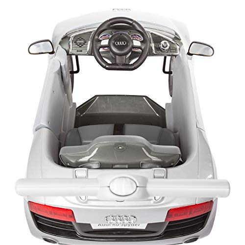 ROLLPLAY Coche correpasillos con reposapiés ajustable, Para niños a partir de 1 año, Hasta 20 kg, Audi R8 Spyder, Plateado