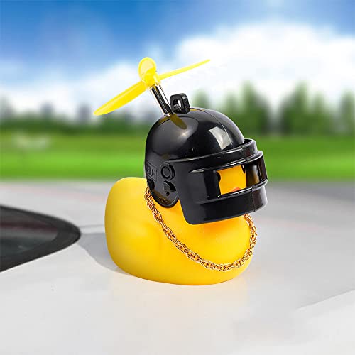 RoxNvm 4 Piezas Juguetes de Pato de Goma, Pato Coche Accesorios, Decoracion Coche de Coche Patode Goma, Pato de Ggoma con Collar de Casco, Bicicleta del Tablero de Instrumentos del Coche, Moto, Adulto