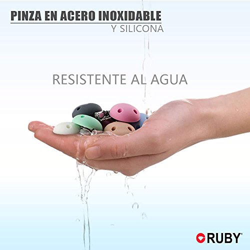 RUBY - Pinza de Acero Inoxidable con Cubierta de Silicona Antibacteriana. Pinza Redonda con 3 agujeros anti-asfexia (Redondo 2)