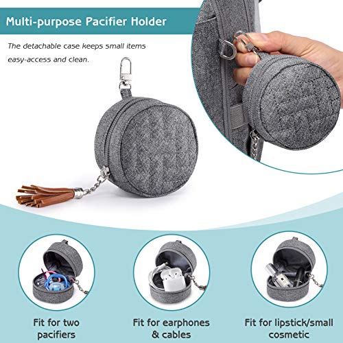 RUVALINO Mochila para Pañales, Bolso Cambiador Bebé con Esterilla Portátil, Portachupetes y Correas para el Cochecito, Bolso de Viaje Impermeable Multifuncional para Mamá y Papá, Gris