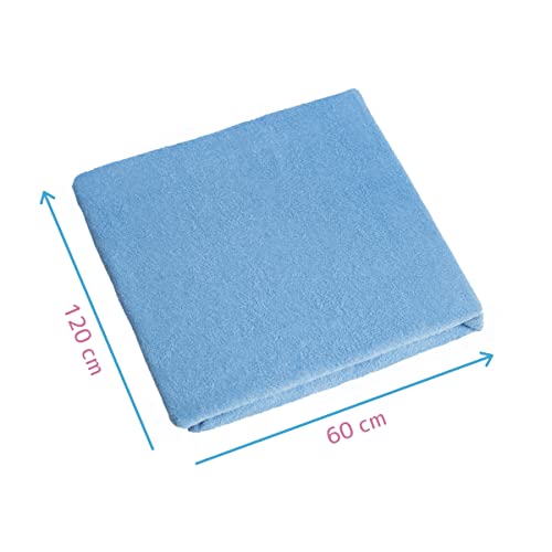 Sábana bajera ajustable de tejido de rizo para moisés o cuna de niños pequeños, cubierta de colchón. azul azul Talla:120 x 60 cm Cot