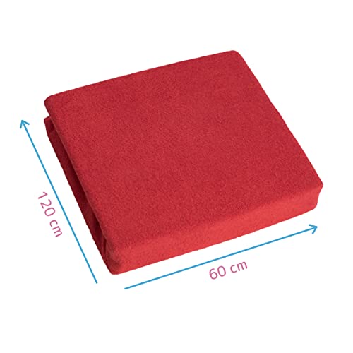 Sábana bajera ajustable de tejido de rizo para moisés o cuna de niños pequeños, cubierta de colchón. rojo rosso Talla:120 x 60 cm Cot