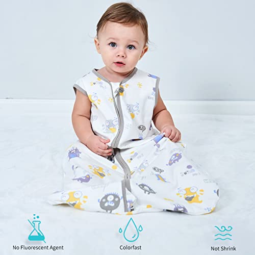 Saco de dormir de verano bebé sin mangas doble cremallera bolsa de dormir para bebé 0.5tog/24-48 meses