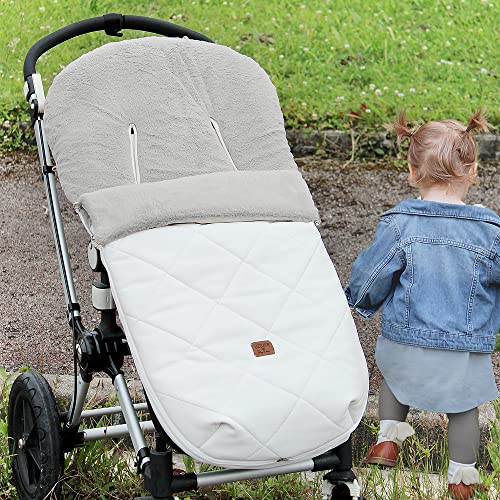 Saco para silla de paseo Universal Cocco en polipiel-Eco de Uzturre- Color Gris- Acolchado con pelo interior suave- Pelo Mouton