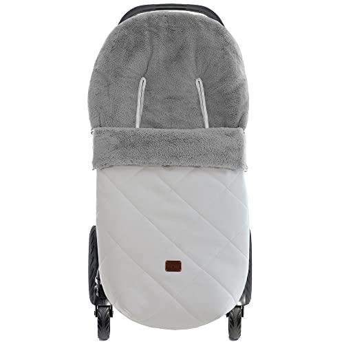 Saco para silla de paseo Universal Cocco en polipiel-Eco de Uzturre- Color Gris- Acolchado con pelo interior suave- Pelo Mouton