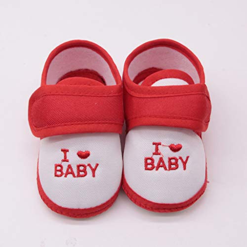 Sandalias para bebé con estampado de dibujos animados y suela suave para niñas, rojo, 0-6 meses