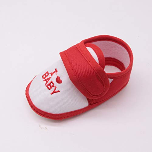 Sandalias para bebé con estampado de dibujos animados y suela suave para niñas, rojo, 0-6 meses