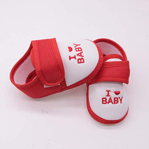 Sandalias para bebé con estampado de dibujos animados y suela suave para niñas, rojo, 0-6 meses