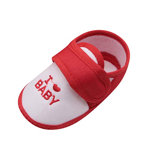 Sandalias para bebé con estampado de dibujos animados y suela suave para niñas, rojo, 0-6 meses