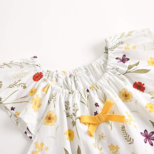 Sanlutoz Verano Bebe Niña Conjuntos de ropa Flor Infantes Algodón Tops + Bloomer 2 piezas (6-12 meses, BCS2041-WH)