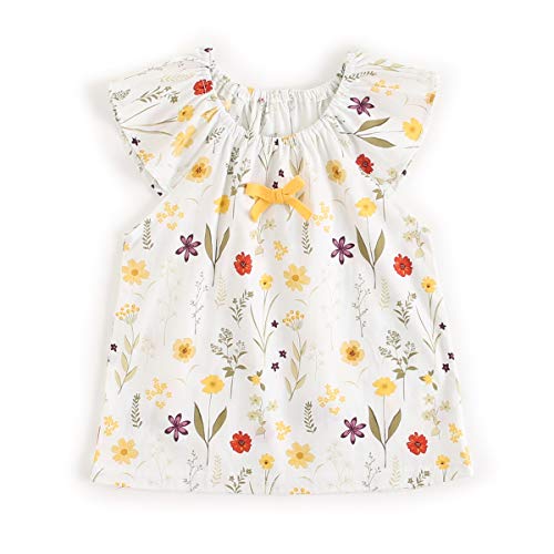 Sanlutoz Verano Bebe Niña Conjuntos de ropa Flor Infantes Algodón Tops + Bloomer 2 piezas (6-12 meses, BCS2041-WH)