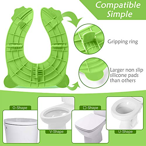 SaponinTree Asiento de Inodoro Plegable, Plegable Viajes Potty Asiento Inodoro Reductor Infantil como Protector, Practico Fácil de Plegar WC Adaptador pare Casa, (Verde)