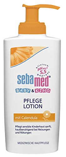 Sebamed Loción de cuidado para bebés y niños con caléndula, 200 ml, cuida la piel sensible de los niños, calma la piel en caso de irritación y enrojecimiento.