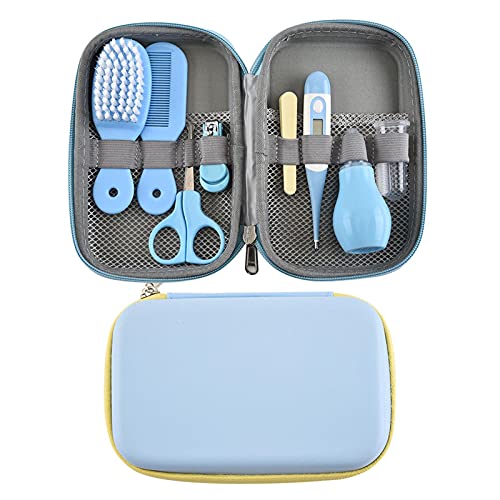 Set para Cuidado del Bebé,8 Piezas Kit Aseo Bebé Recien Nacido Higiene, Uñas Pelo Salud Cuidado Termómetro Pincel Kit,Accesorios Bebe para Viaje Y El Uso Diario