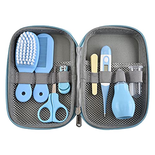 Set para Cuidado del Bebé,8 Piezas Kit Aseo Bebé Recien Nacido Higiene, Uñas Pelo Salud Cuidado Termómetro Pincel Kit,Accesorios Bebe para Viaje Y El Uso Diario