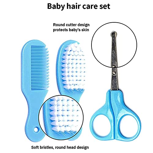 Set para Cuidado del Bebé,8 Piezas Kit Aseo Bebé Recien Nacido Higiene, Uñas Pelo Salud Cuidado Termómetro Pincel Kit,Accesorios Bebe para Viaje Y El Uso Diario