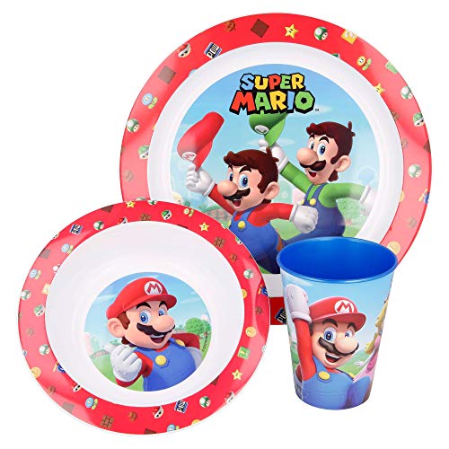 Set Vajilla Infantil Apta Para Microondas Compuesta Por Vaso, Plato Y Cuenco | Supper Mario