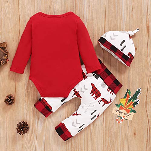 Sfuzwg Conjunto de Ropa de Navidad para bebé recién Nacido, niña, niño, mi Primer Conjunto de chándal, Pantalones, Sombrero, Conjunto de Ropa de Navidad para recién Nacido