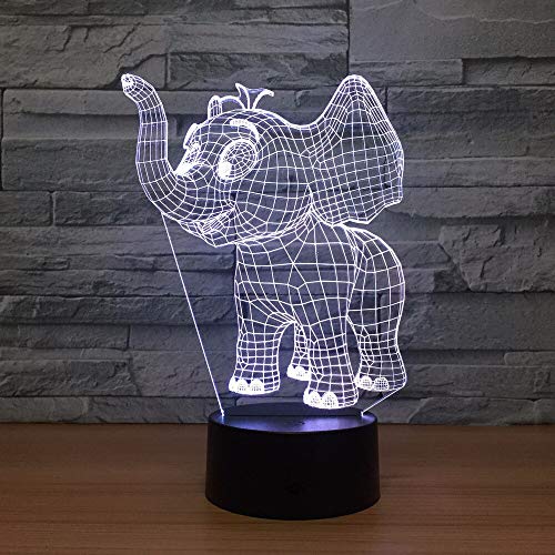 SHGUANMO Pequeño Elefante Acrílico 3D LED Luces LED Colorido LED Luz Noche Transpulse en Regalos Creativos Venta al por Mayor Niños Regalo