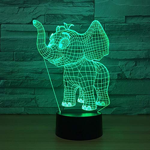 SHGUANMO Pequeño Elefante Acrílico 3D LED Luces LED Colorido LED Luz Noche Transpulse en Regalos Creativos Venta al por Mayor Niños Regalo