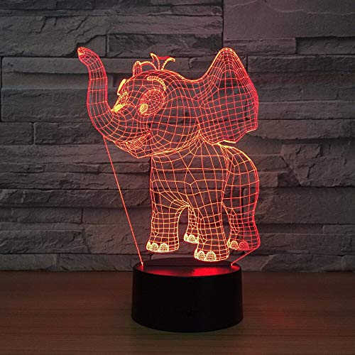 SHGUANMO Pequeño Elefante Acrílico 3D LED Luces LED Colorido LED Luz Noche Transpulse en Regalos Creativos Venta al por Mayor Niños Regalo