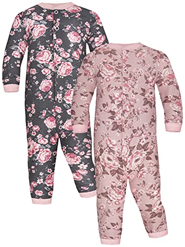 Sibinulo Niño Niña Peleles Mamelucos 100% Algodón, Pijama Manga Larga Tamaños 18-24 Meses Pack de 2 Grafite e Rose Rosa 92