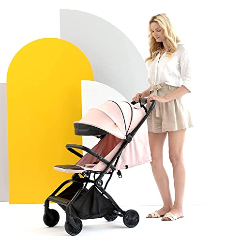 skiddoü silla de paseo para niño plegable Espoo silla de paseo plegable ligera y plegable con una sola mano estructura de aluminio, silla de viaje pequeña, tamaño pequeño, compacta, rosado