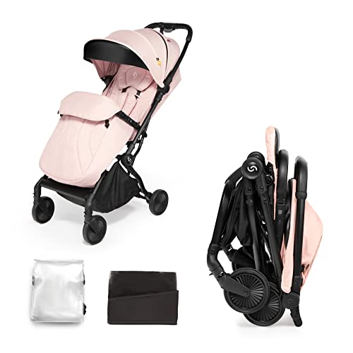 skiddoü silla de paseo para niño plegable Espoo silla de paseo plegable ligera y plegable con una sola mano estructura de aluminio, silla de viaje pequeña, tamaño pequeño, compacta, rosado