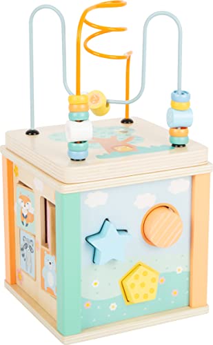 Small Foot Small foot-11724 Cubo de motricidad,, Juego de Encajar de maderaen Colores Pastel de Moda, a Partir de 12 Meses. Toys (11724)