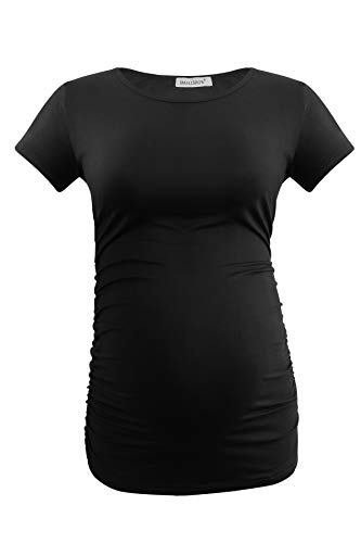 Smallshow Ropa de Maternidad Tops Ropa de Embarazo para Mujeres Pack de 3, Black/Grey/Grey Stripe M