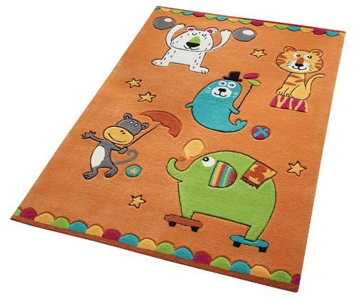 Smart Kids Little Artists Moderno Marca Alfombra, poliacrílico, Naranja, 190 x 130 x 1 cm