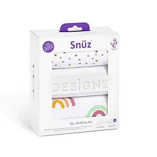 Snuz - Juego de cama para cuna de 3 piezas, diseño de arcoíris