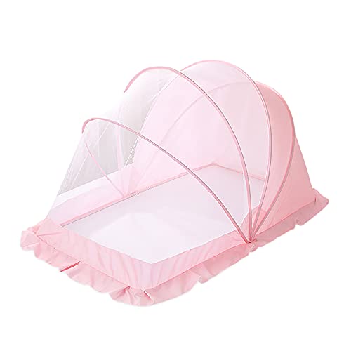 SONARIN Mosquitera para Bebé,Mosquitera Plegable sin Fondo para Bebés de 0 a 5 Años,Mosquitero Cuna De Bebe,Mosquitera Portátil Respirable Adecuada para uso en Familiar y Viaje 130CM*65CM*70CM(Rosado)