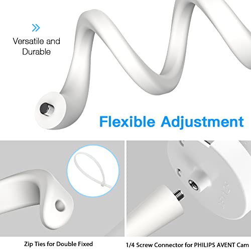 Soporte para vigilabebés compatible con Philips Avent-Connected Videophone-SCD923/26 - Soporte flexible de silicona