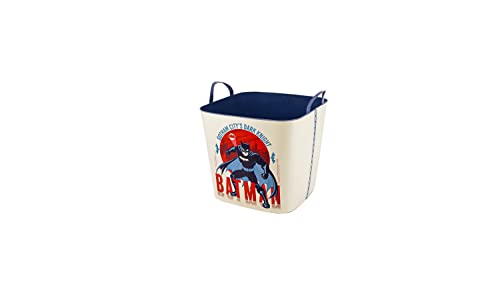 SP Berner - Capazo Plastico Multiusos con Diseño de Batman - Color Beige - Capacidad 25L